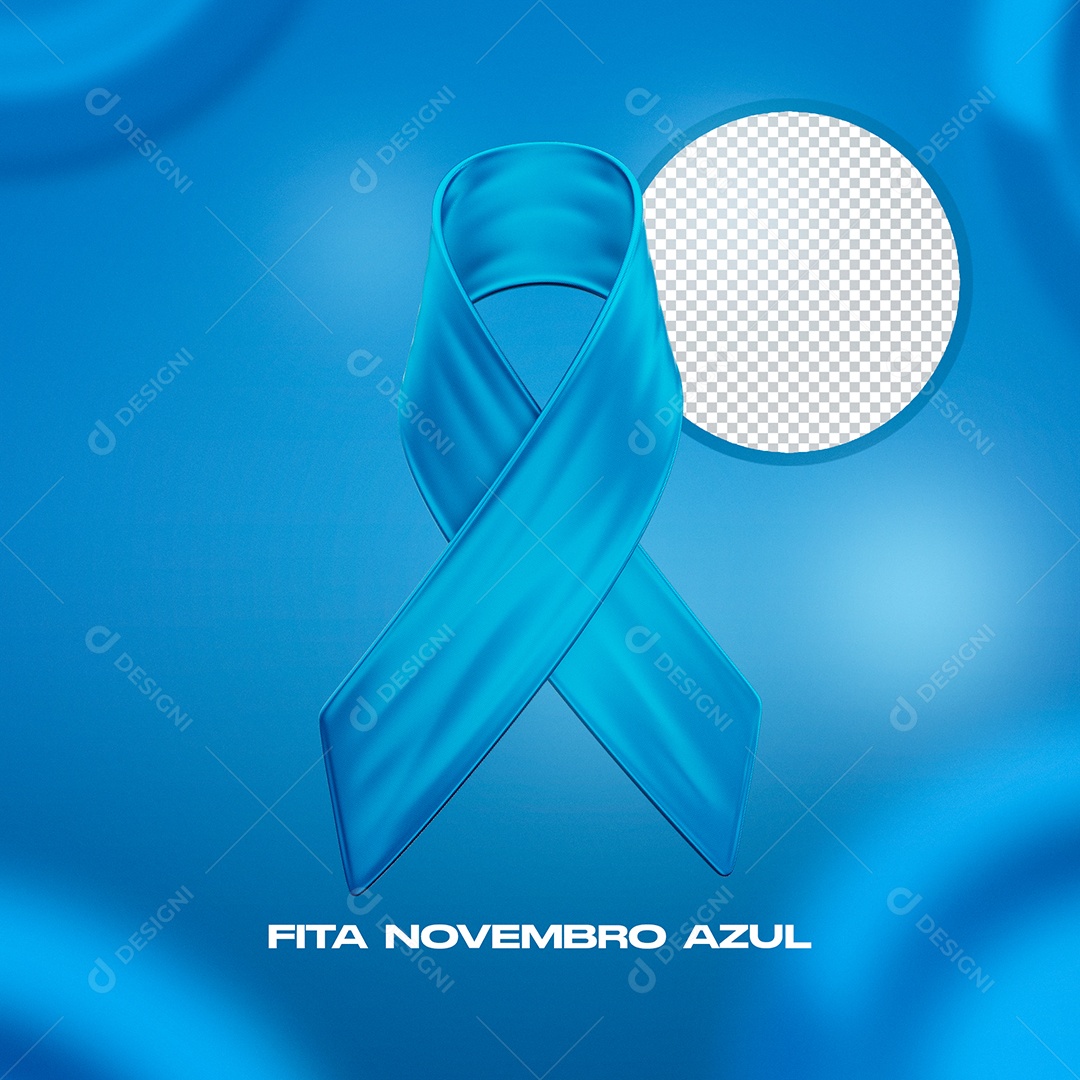 Elemento 3D Fita Azul Novembro Azul PSD