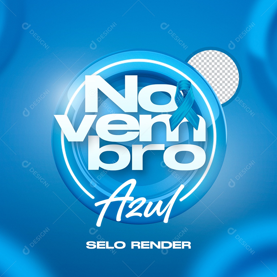 Selo 3D Novembro Azul Para Composição PSD