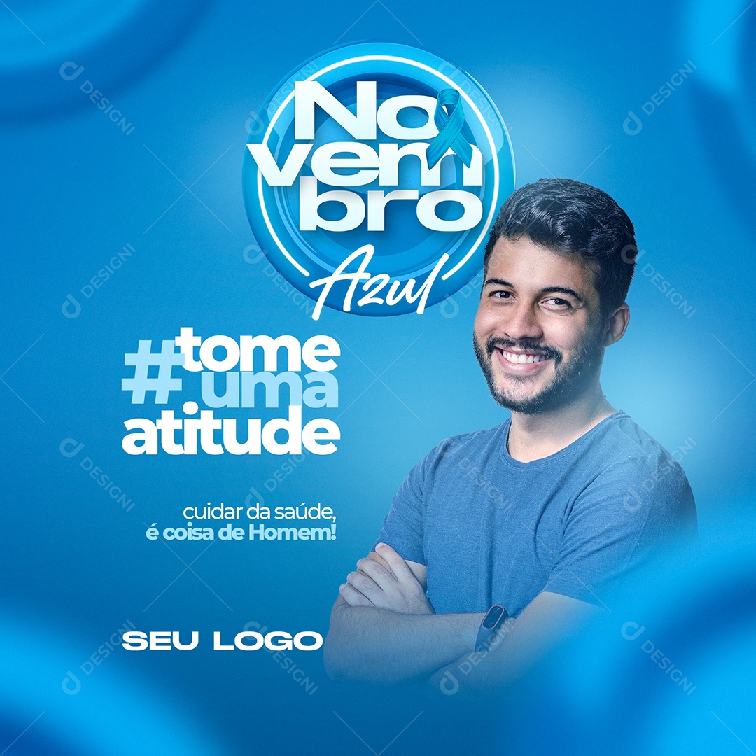 Social Media Novembro Azul Tome Uma Atitude PSD Editável