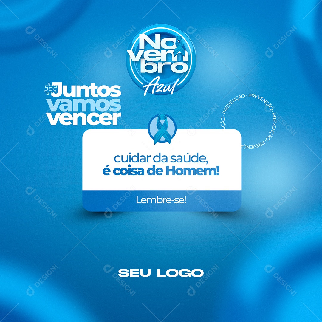 Social Media Novembro Azul Lembrete Cuidar da Saúde PSD Editável