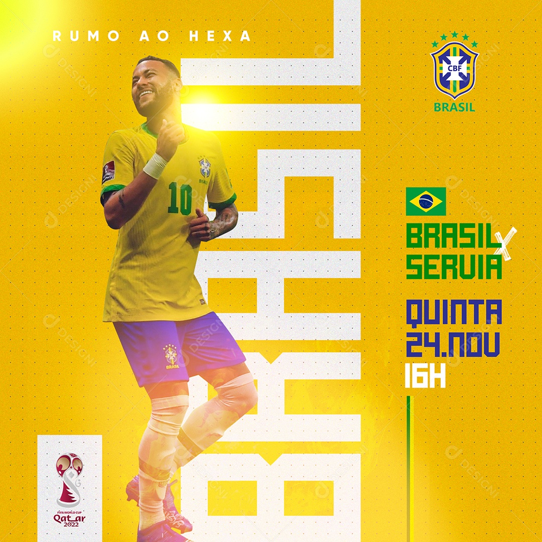 Copa Do Mundo Brasil x Sérvia Social Media PSD Editável