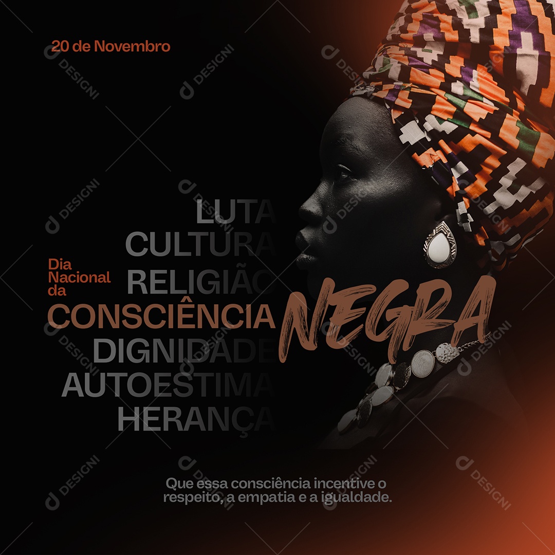 Dia da Consciência Negra Vidas Negras Importam Social Media PSD Editável