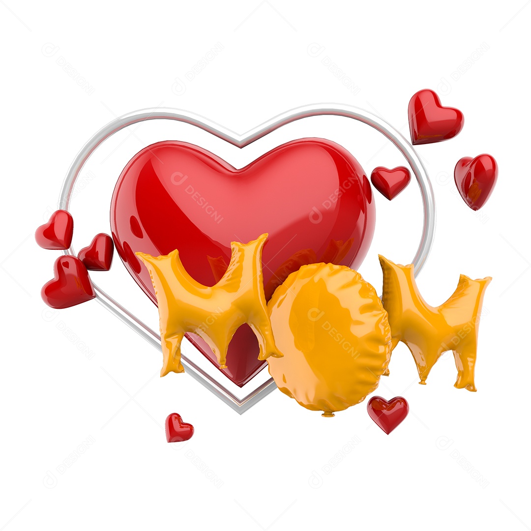 Mãe Texto 3D Laranja para Composição PSD