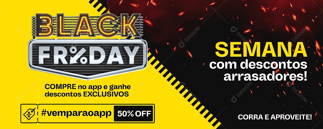 Banner Semana com Descontos Arrasadores Black Friday Social Media PSD Editável