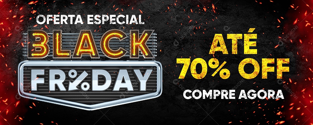 Banner Oferta Especial Black Friday Até 70% Off Social Media PSD Editável