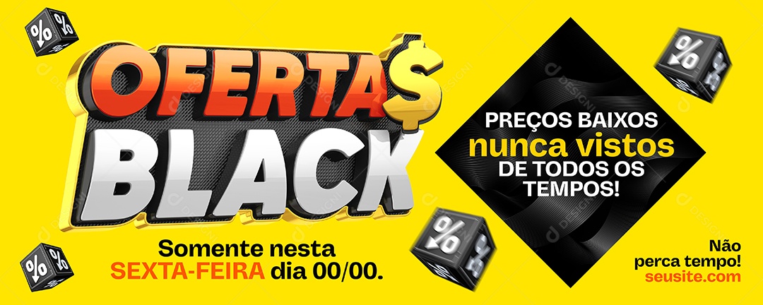 Banner Ofertas Black Preços Baixos Nunca Vistos Social Media PSD Editável