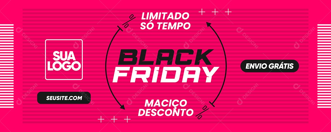 Banner Apenas Por + Tempo Limitado Black Friday Maciço Desconto Social Media PSD Editável