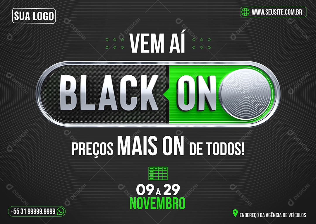 Banner Vem Aí Black On Preços Mais On de Todos Social Media PSD Editável