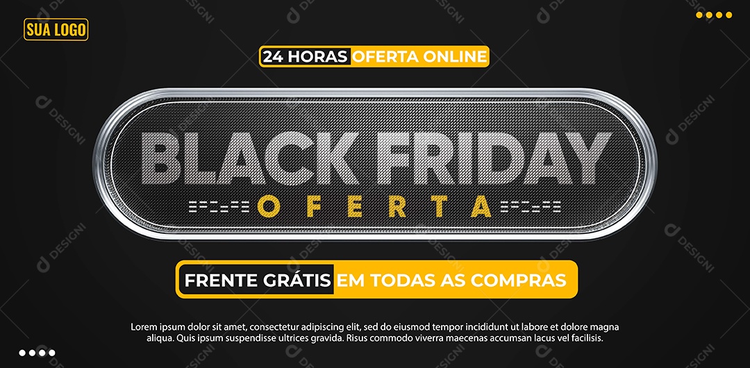 Banner Black Friday 24 Horas de Oferta Online Lojas Social Media PSD Editável
