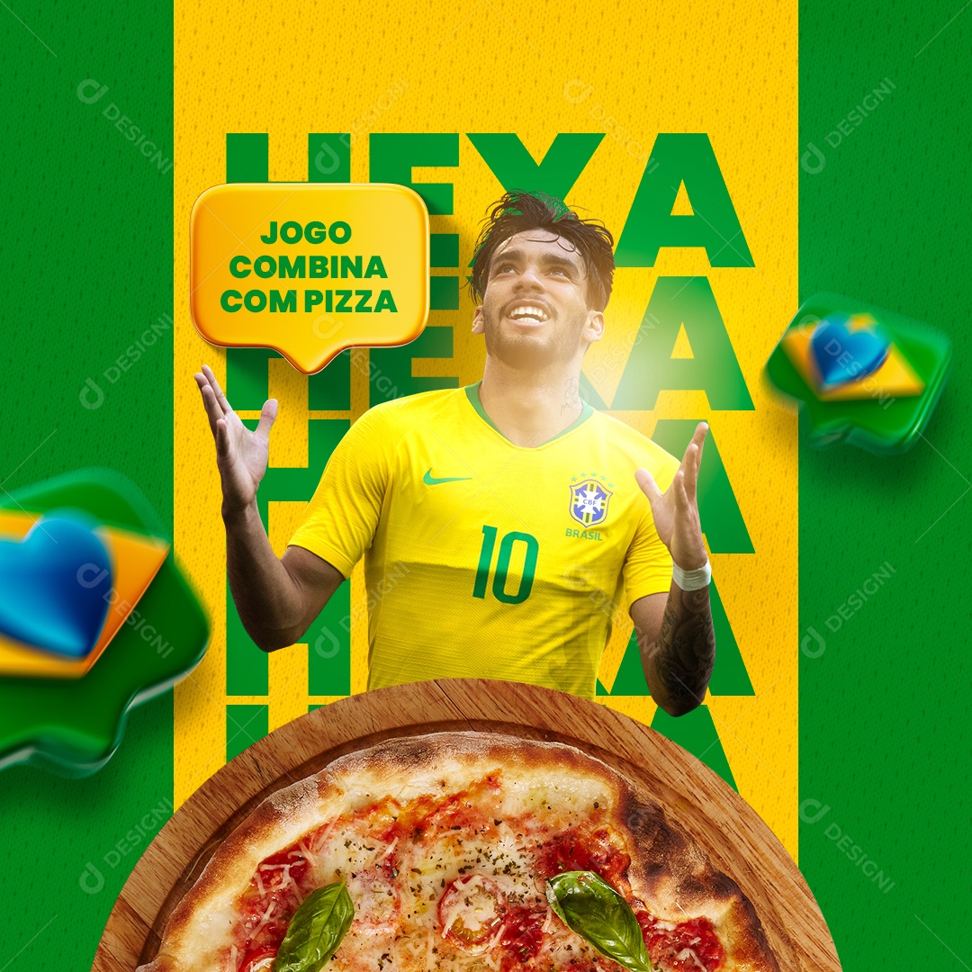 Jogo Combina com Pizza Hexa Futebol Pizzaria Social Media PSD Editável