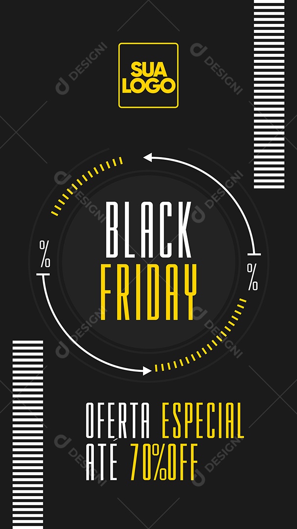 Story Oferta Especial Black Friday Até 70% Off Lojas Social Media PSD Editável