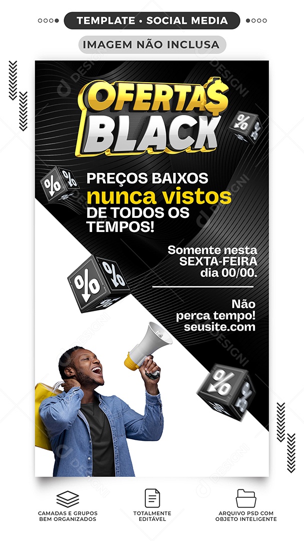 Story Ofertas Black Preços Baixos Nunca Vistos Social Media PSD Editável