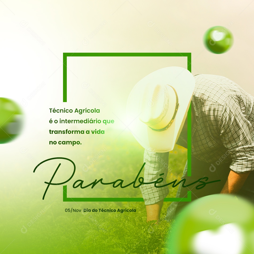 Parabéns Dia do Técnico Agricola Social Media PSD Editável