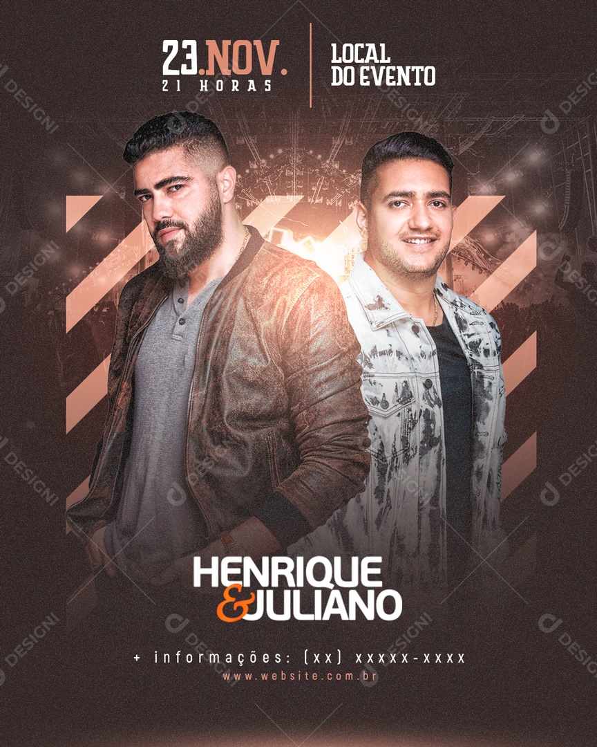 Flyer Henrique e Juliano 23 de Novembro 21 Horas Social Media PSD Editável