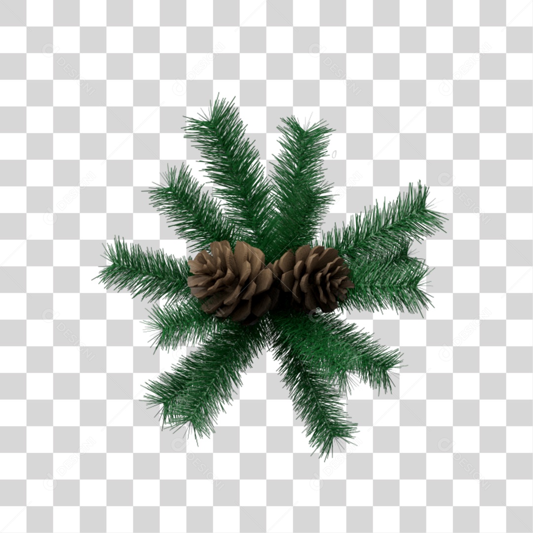 Efeite Decorativo de Natal Pinheiro e Pinha Elemento 3D PNG