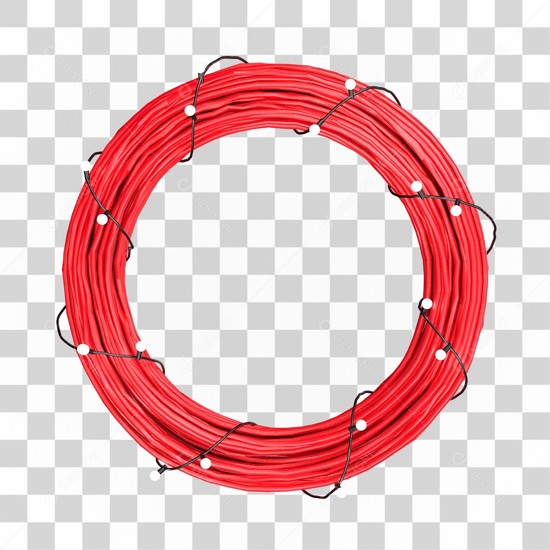 Enfeites Natalino Vermelho Com Luzes Elemento 3D PNG