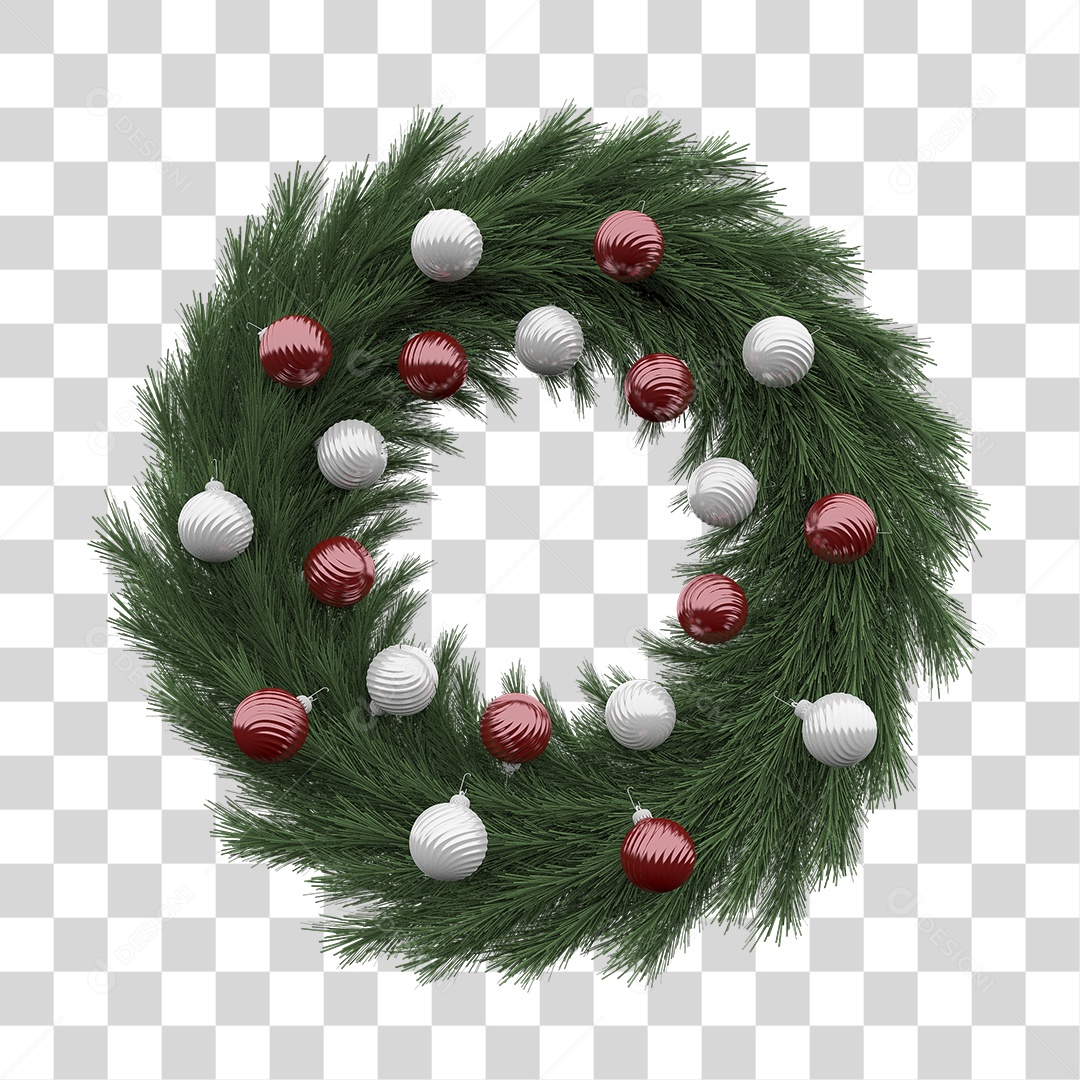 Guirlanda de Natal Com Enfeites Natalino Elemento 3D PNG