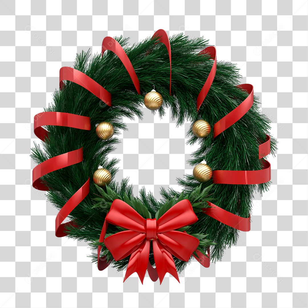 Guirlanda de Natal Com Enfeites Natalino Elemento 3D PNG