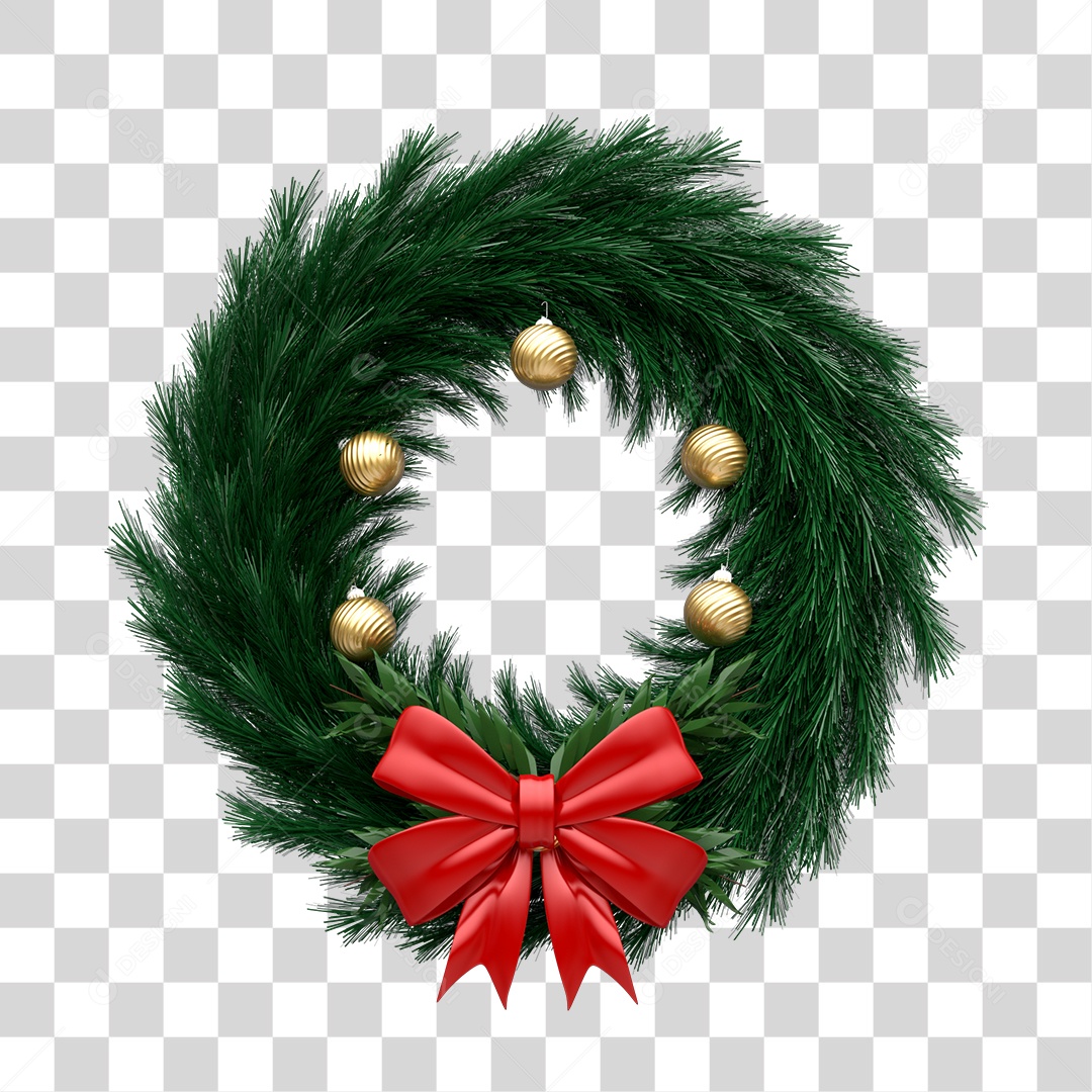 Guirlanda de Natal Com Enfeites Natalino Elemento 3D PNG