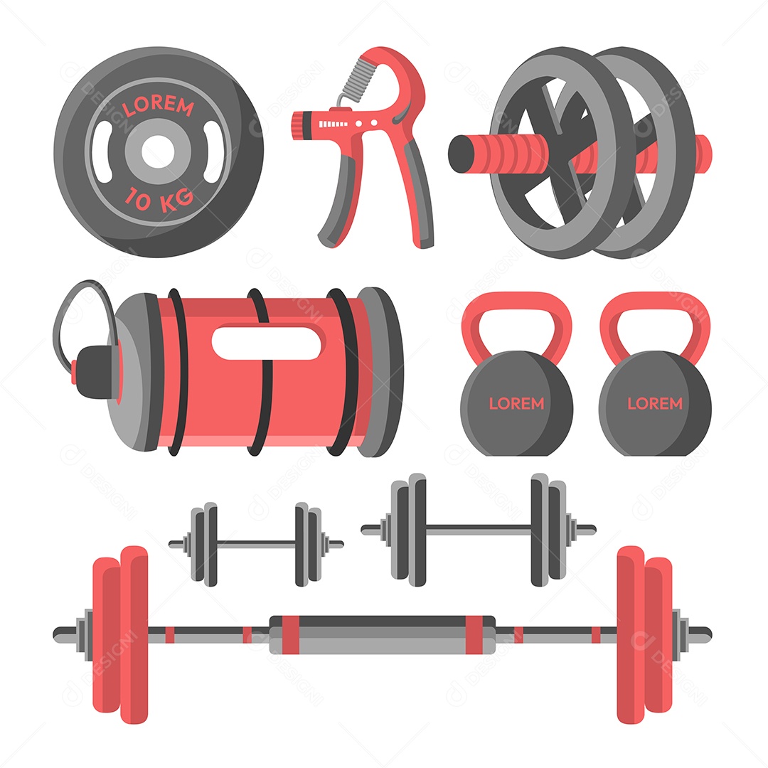 Conjunto de ferramentas de equipamentos de fitness e ginástica para treinamento esportivo