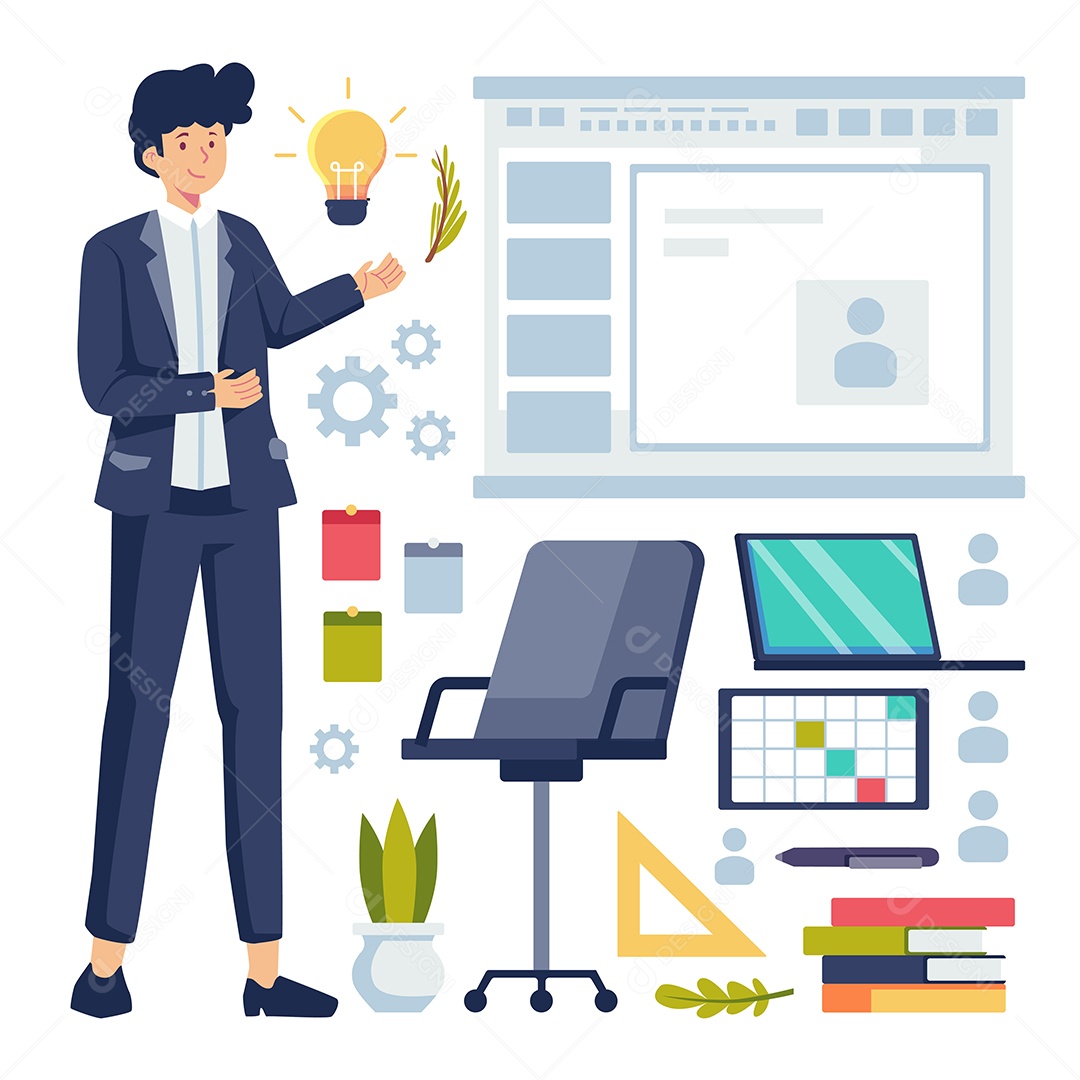 Jovem empresário com equipamento profissional para trabalho