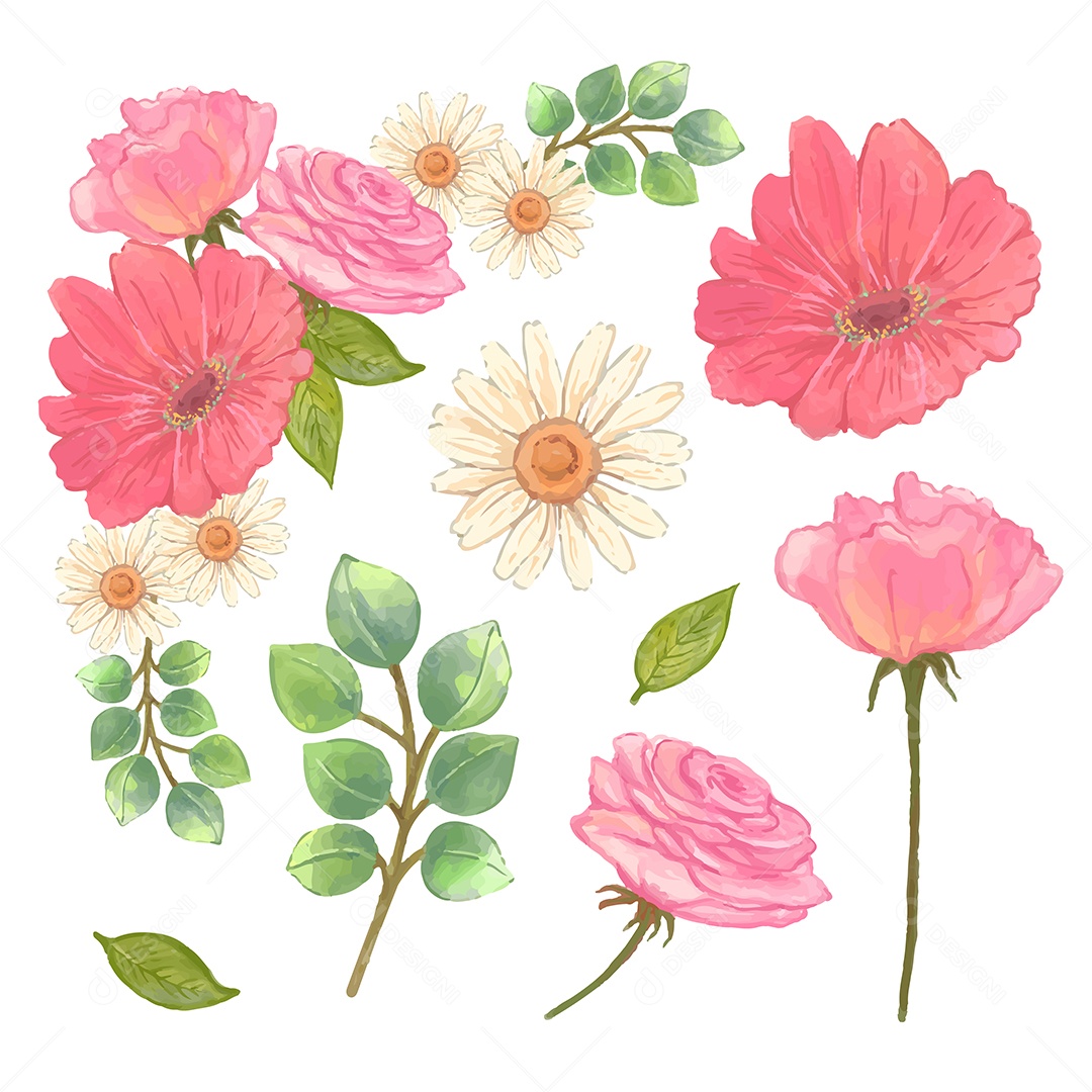 Lindo buquê de flores e deixe para decoração em água