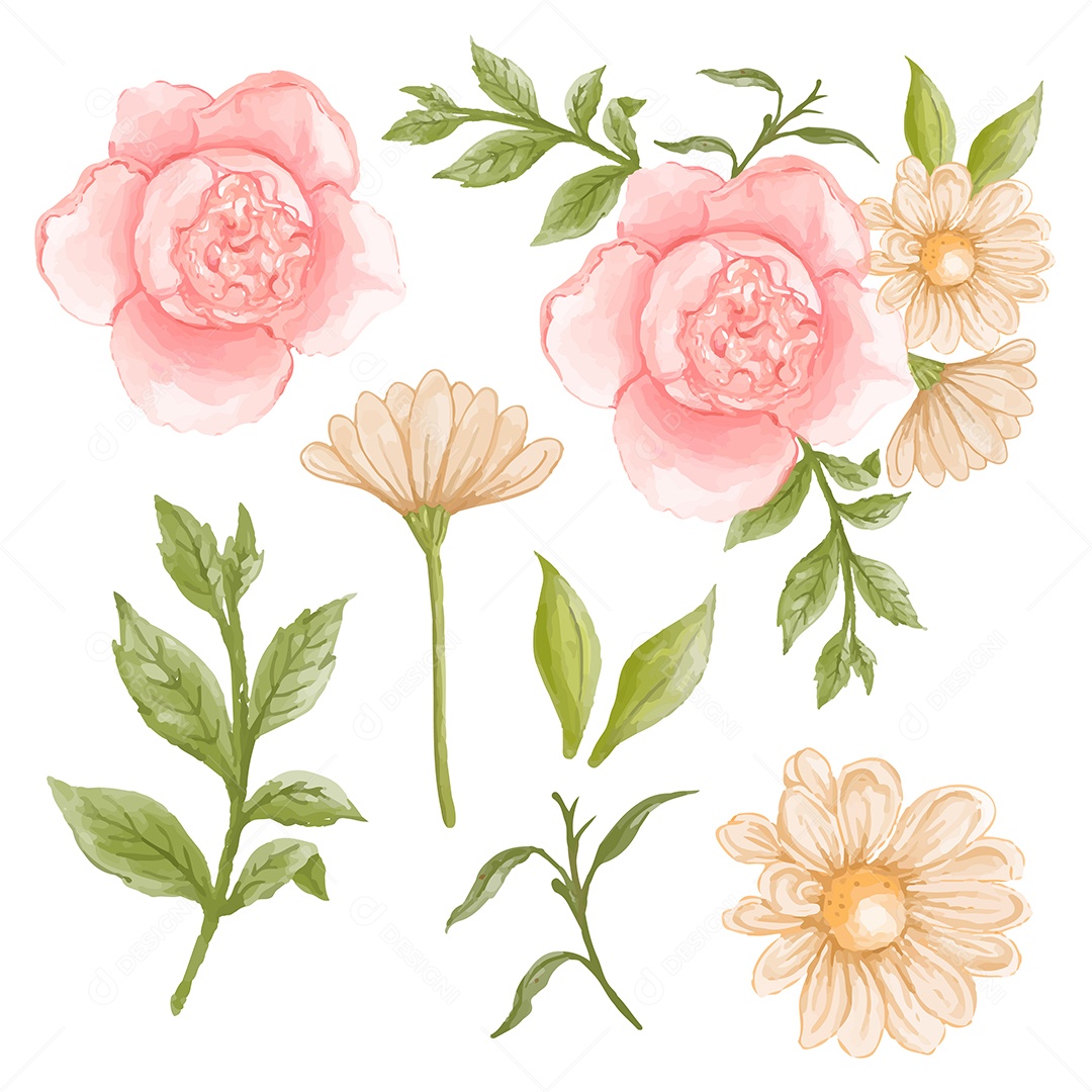 Lindo buquê de flores e deixe para decoração em água