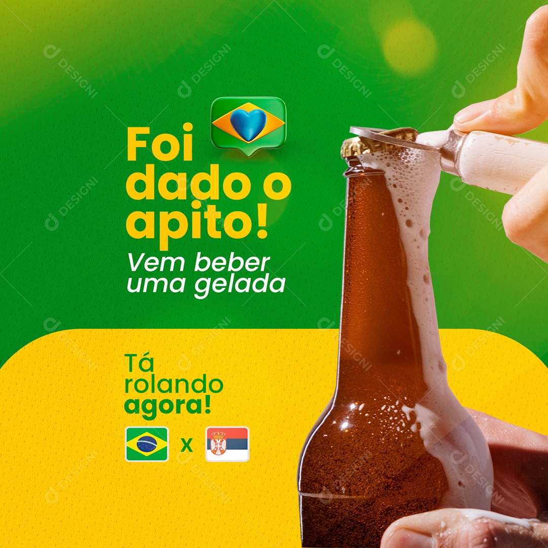 Foi dado o Apito Vem Beber Uma Gelada Cervejaria Social Media PSD Editável