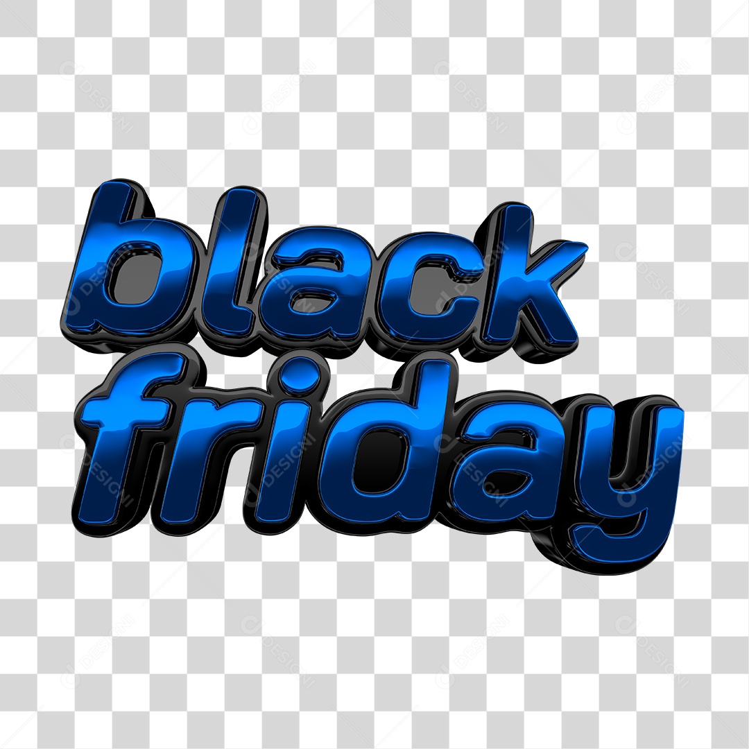 Texto 3D Black Friday Azul Para Composição PNG Transparente
