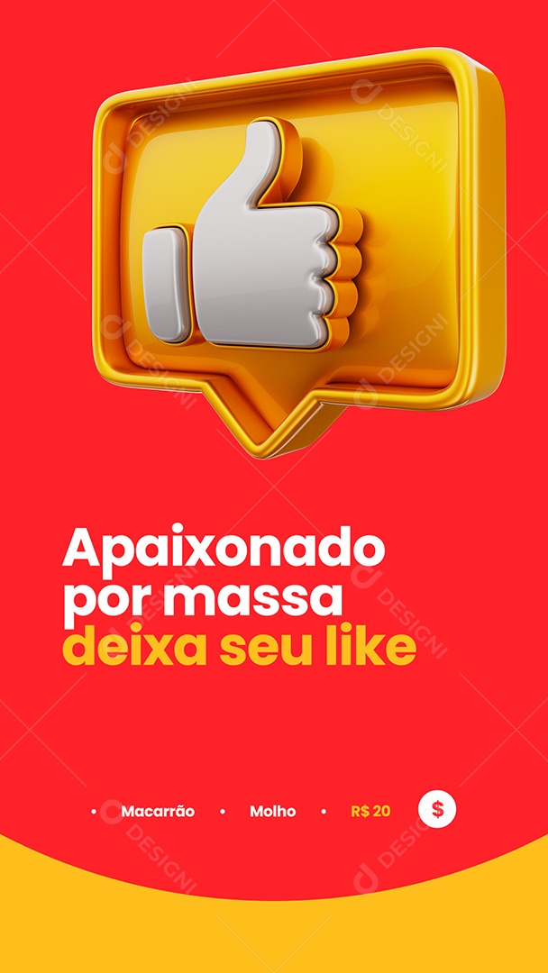 Story Apaixonado por Massa Deixa seu Like Social Media PSD Editável
