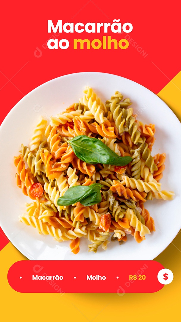 Story Macarrão ao Molho Massas Social Media PSD Editável