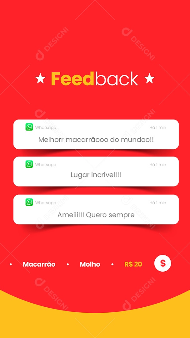 Story Feedback Melhor Macarrão do Mundo Massas Social Media PSD Editável