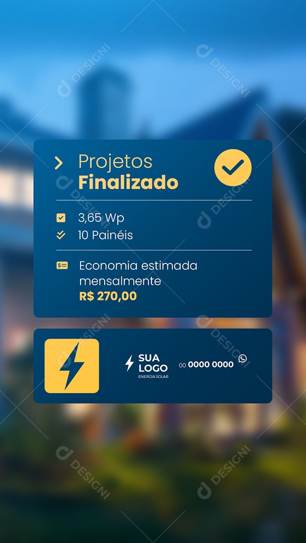 Story Energia Solar Projetos Finalizados Social Media PSD Editável
