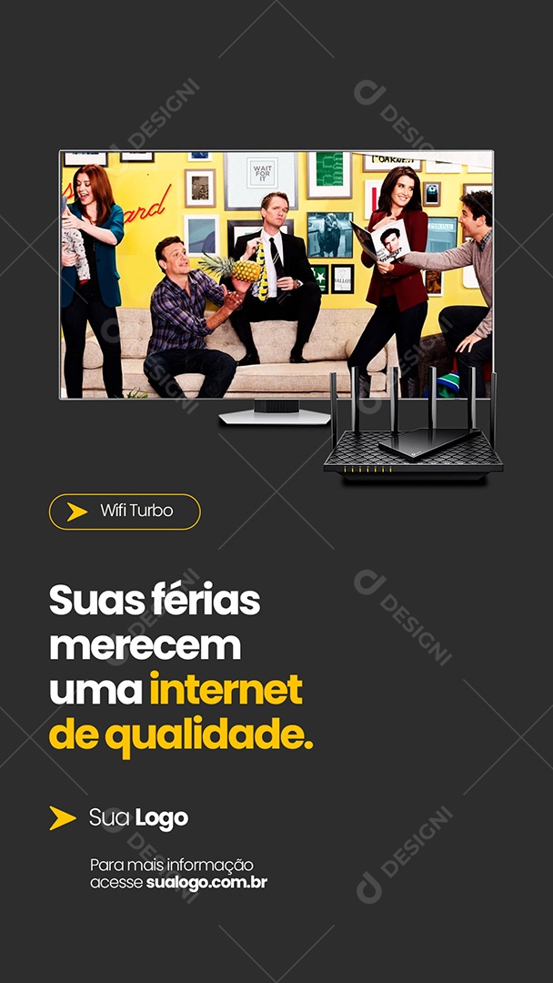 Story Suas Férias Merece uma Internet de Qualidade Provedor de Internet Social Media PSD Editável