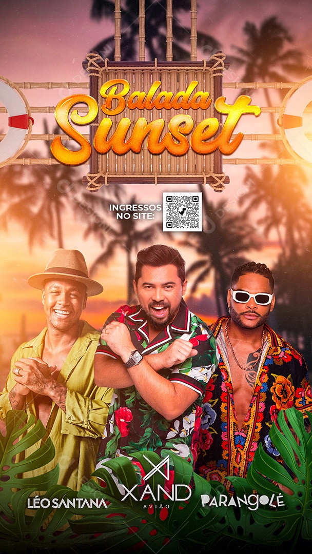 Story Flyer Balada Sunset Léo Santana Xand Avião e Parangolê Social Media PSD Editável