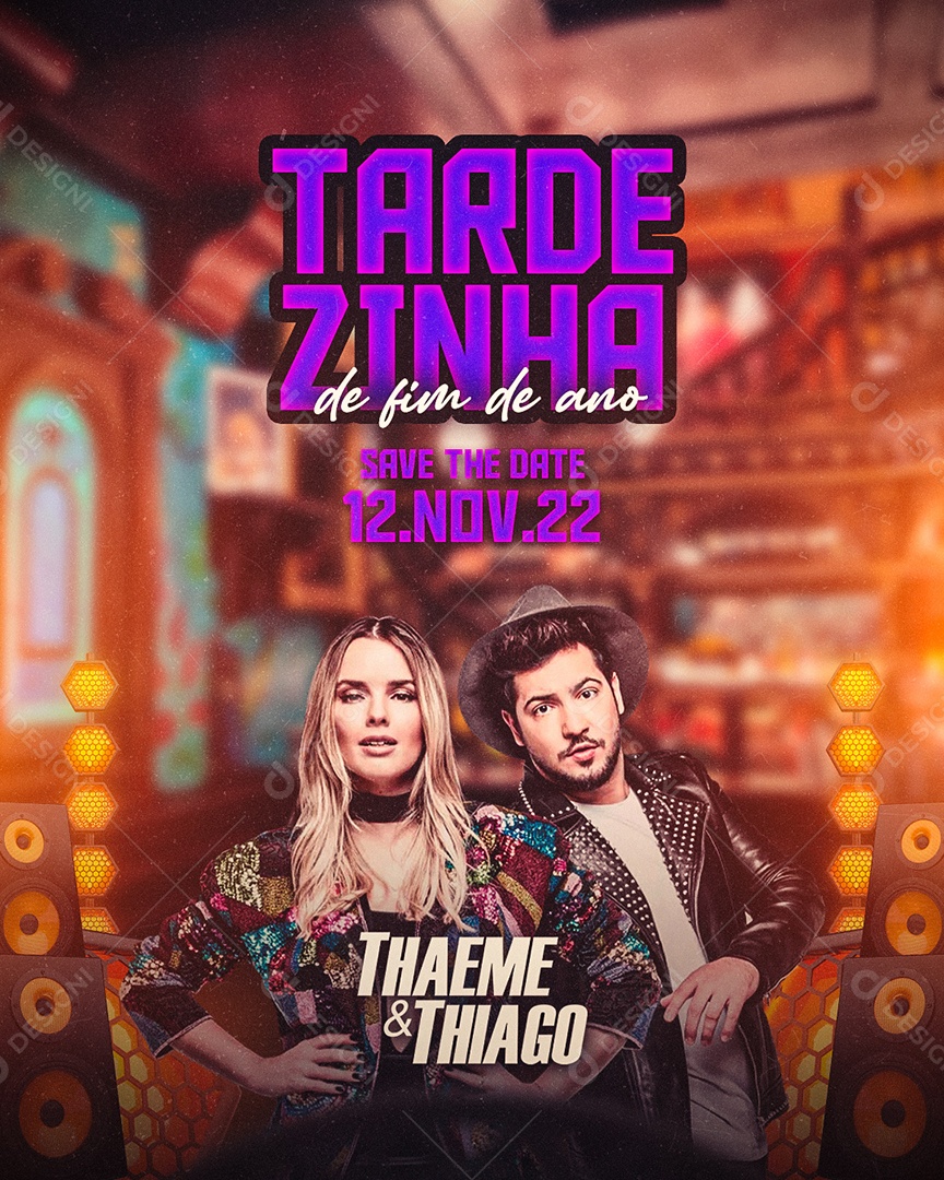 Tardezinha de Fim de Ano Thaeme e Thiago Flyer Social Media PSD Editável
