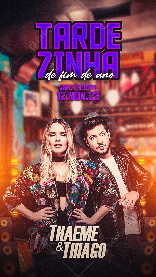 Story Tardezinha de Fim de Ano Thaeme e Thiago Flyer Social Media PSD Editável