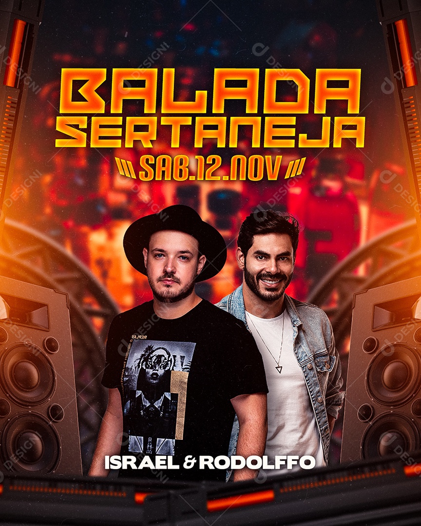 Balada Sertaneja Israel e Rodolfo Flyer Social Media PSD Editável