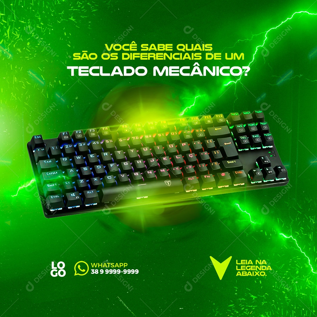 Você Sabe Quais São os Diferenciais de Um Teclado Mecânico Loja de Informática Social Media PSD Editável