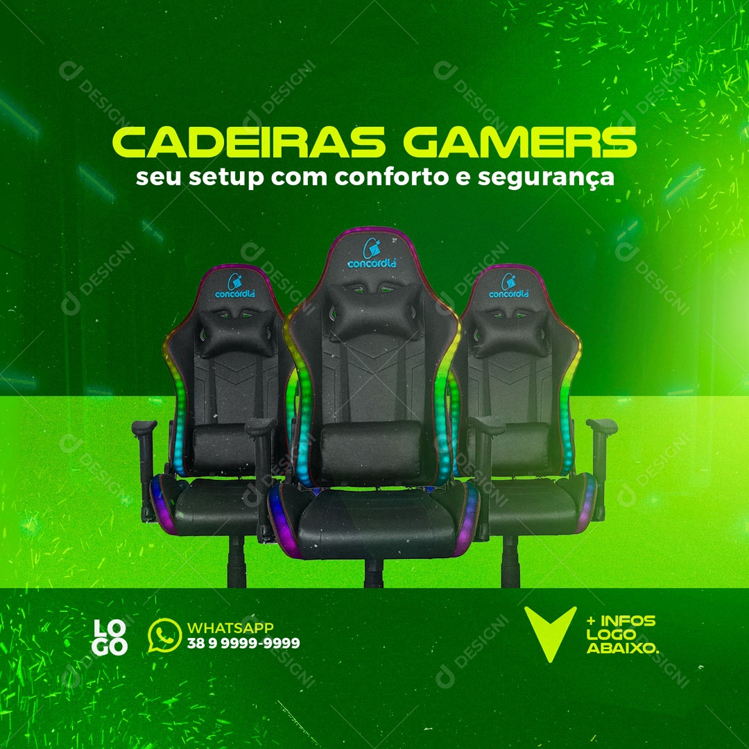 Gamer Chairs Your Setup with Comfort and Safety Computer Store Social Media Editable PSD