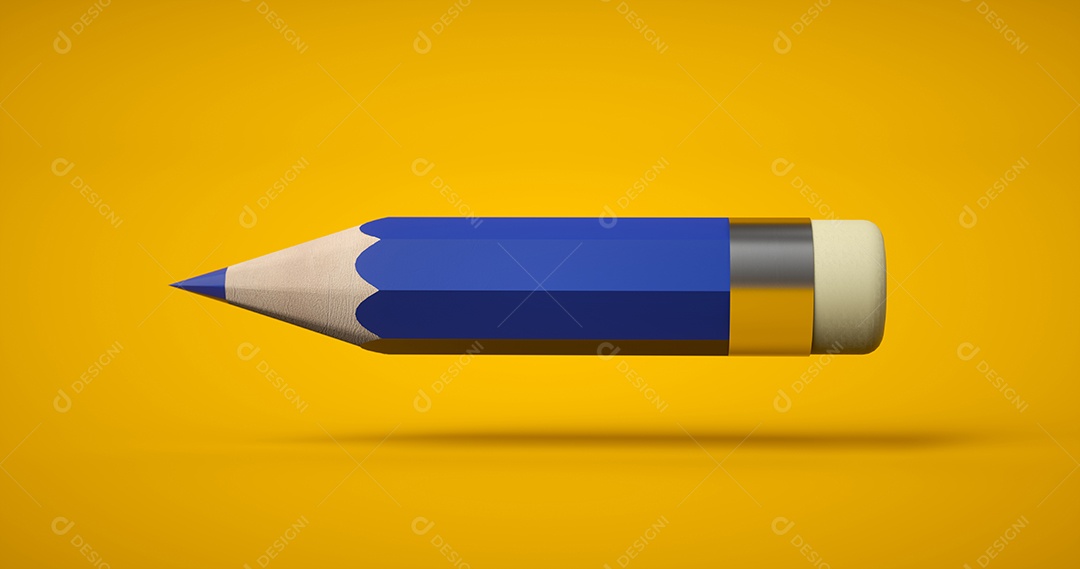 Design de arte de lápis de desenho azul ou equipamento de papelaria educacional