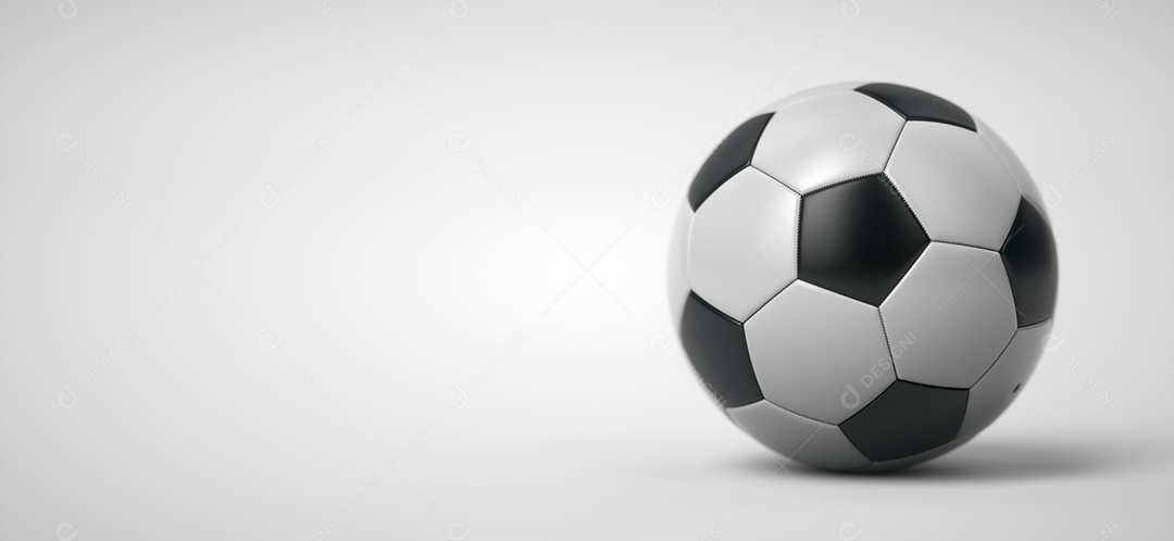 Bola de futebol realista ou bola de futebol em fundo branco. renderização 3D.