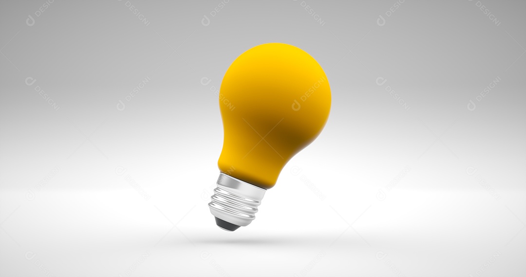 Lâmpada amarela. Conceito de ícone de ideia em fundo branco. renderização 3D.