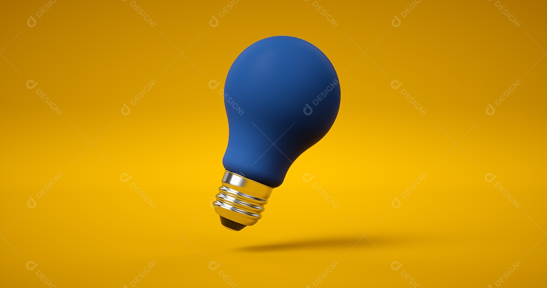 Lâmpada amarela. Conceito de ícone de ideia em fundo branco. renderização 3D.