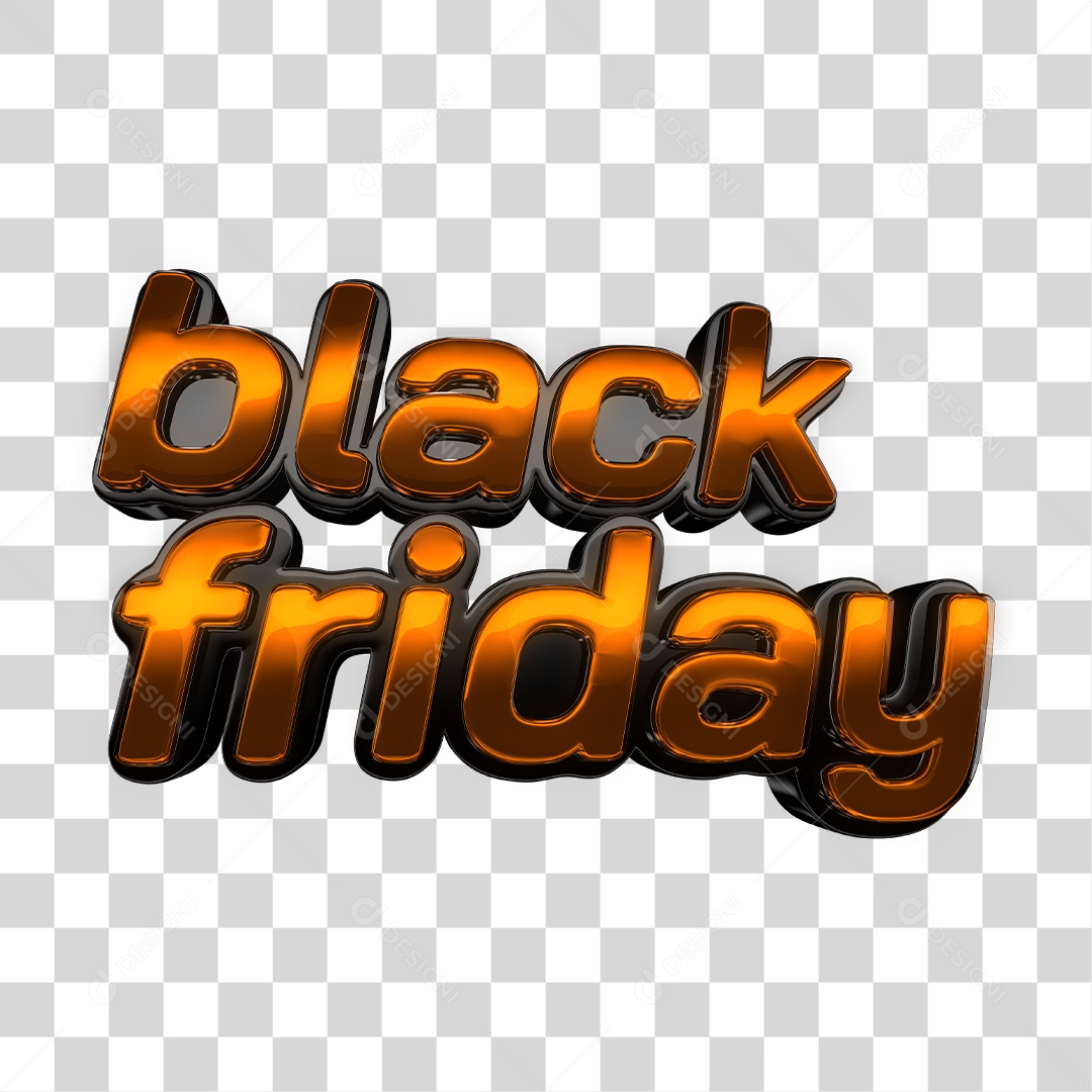 Texto 3D Black Friday Dourado Para Composição PNG Transparente