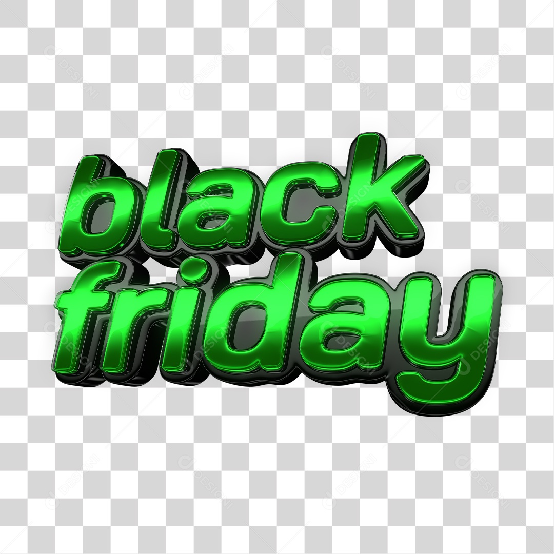 Texto 3D Black Friday Verde Para Composição PNG Transparente