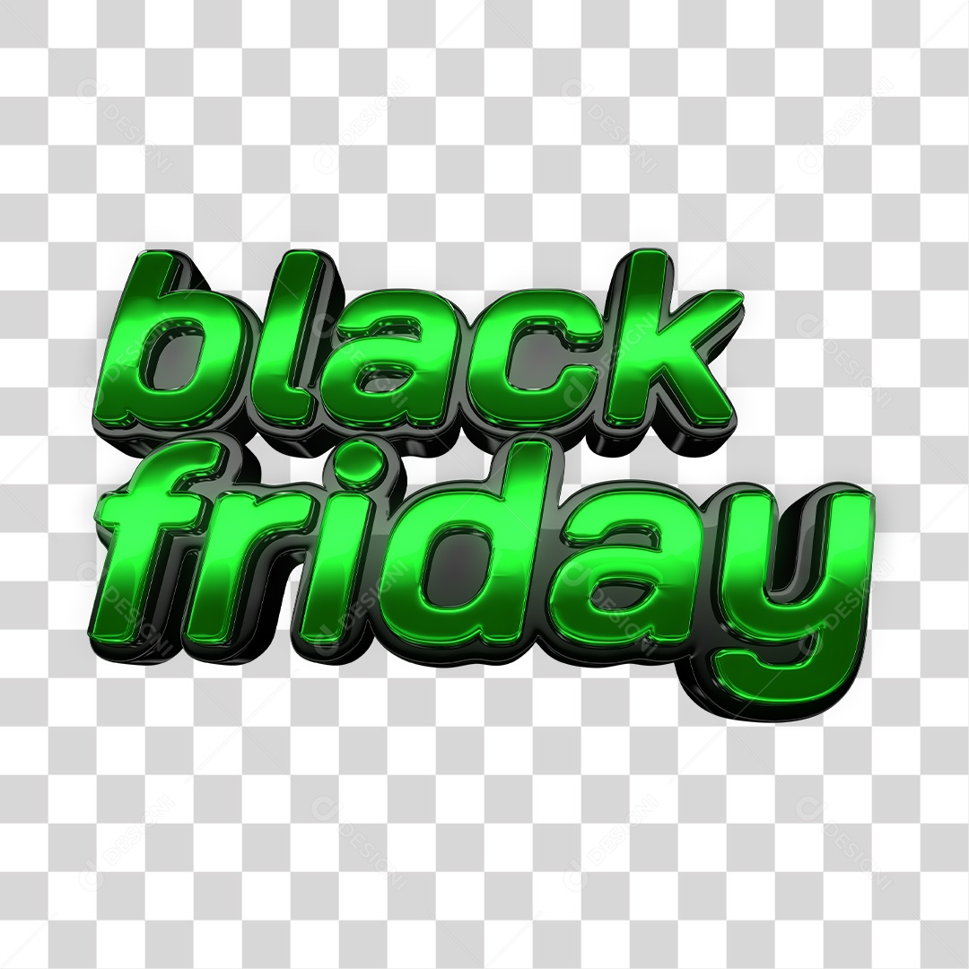 Texto 3D Black Friday Verde Para Composição PNG Transparente
