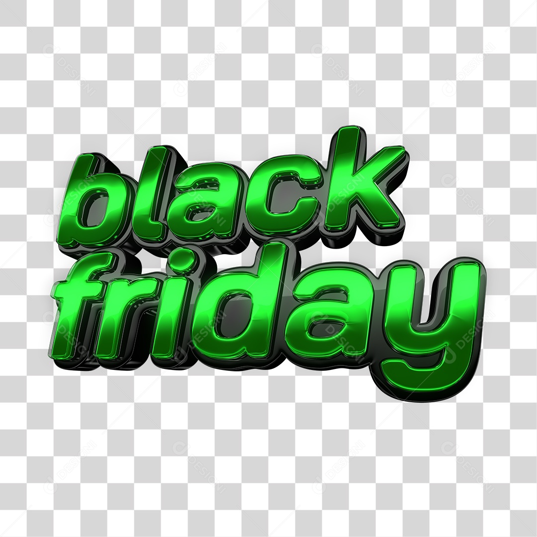 Texto 3D Black Friday Verde Para Composição PNG Transparente