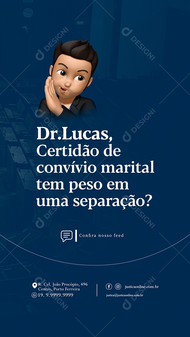 Story Certidão de Convívio Marital tem Peso em Uma Separação Advocacia Social Media PSD Editável