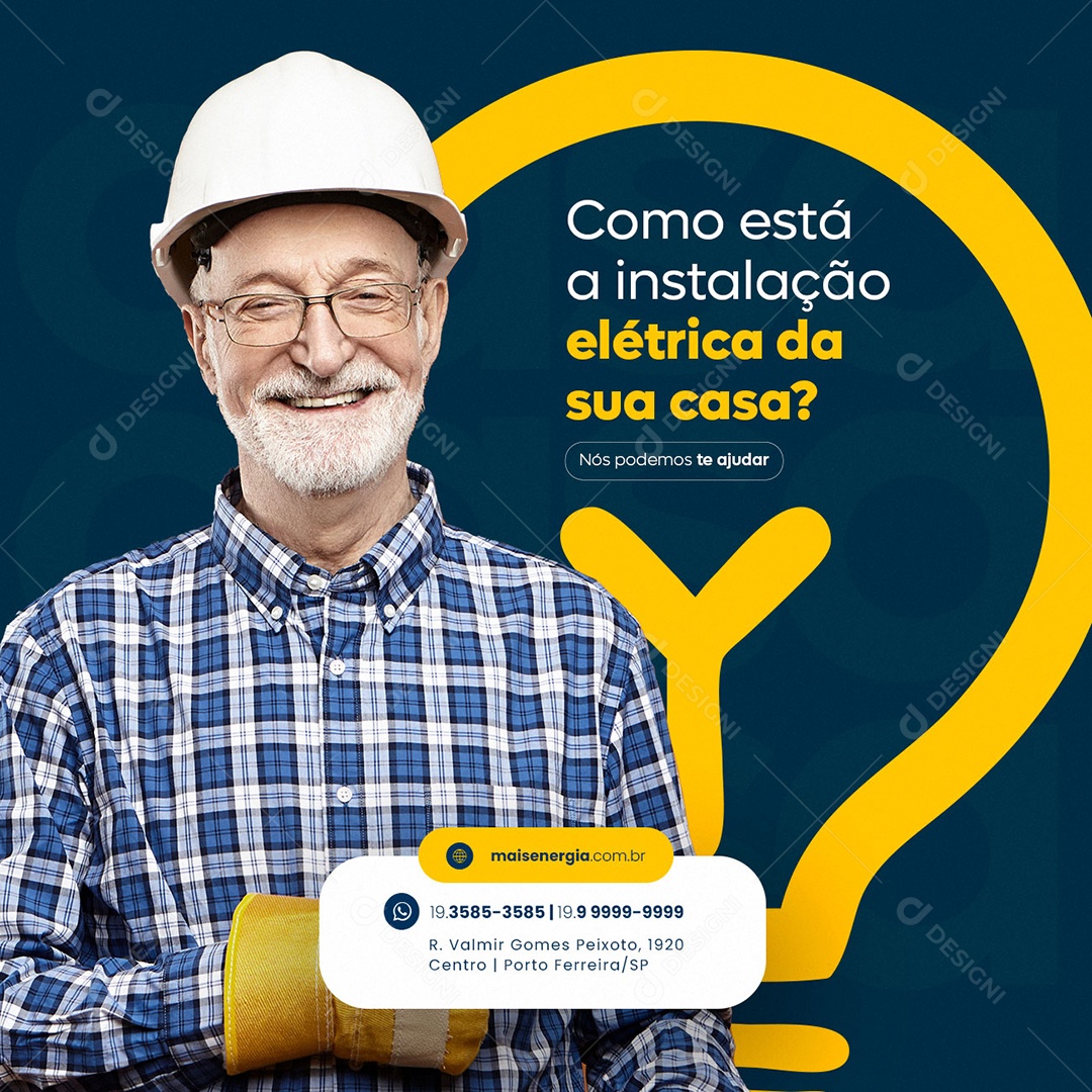 Como Está a Instalação Elétrica da Sua Casa Energia Eletricista Social Media PSD Editável